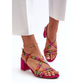 Sandales à Talon Bas en Daim Maciejka 06653-15 Fuchsia rose 4