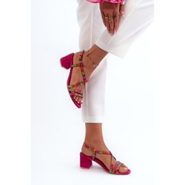 Sandales à Talon Bas en Daim Maciejka 06653-15 Fuchsia rose 6