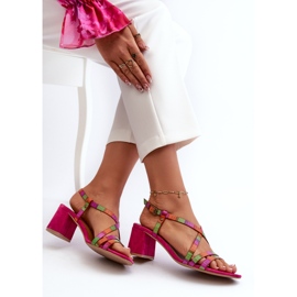 Sandales à Talon Bas en Daim Maciejka 06653-15 Fuchsia rose 7