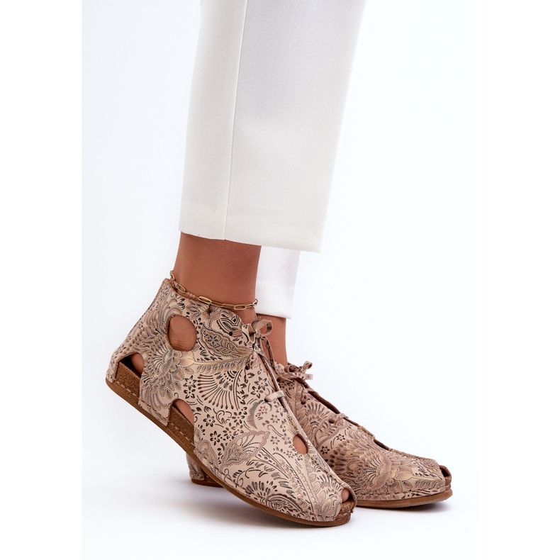 Bottines en Cuir à Motifs Maciejka 03426-02 Beige 2