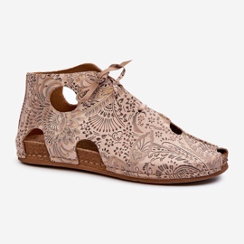 Bottines en Cuir à Motifs Maciejka 03426-02 Beige 1