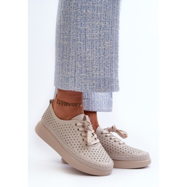 Baskets en cuir sur plateforme S.Barski LR278 Beige 2