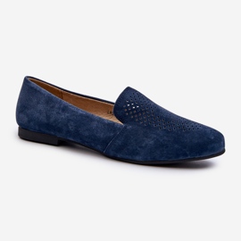 S.Barski Mocassins Confortables En Daim Bleu Marine Giovana 1