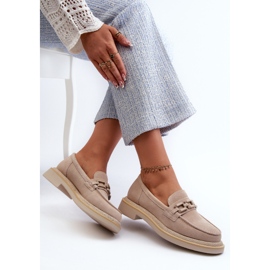 S.Barski Mocasins en daim à thèmes plates avec décoration D&amp;A TW101 J.Beżowe beige 9