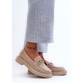S.Barski Mocasins en daim à thèmes plates avec décoration D&amp;A TW101 J.Beżowe beige 3