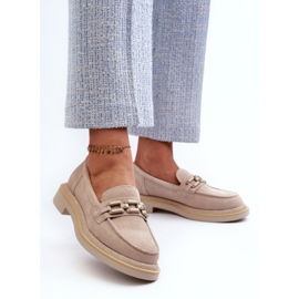 S.Barski Mocasins en daim à thèmes plates avec décoration D&amp;A TW101 J.Beżowe beige 4