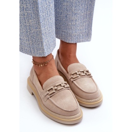 S.Barski Mocasins en daim à thèmes plates avec décoration D&amp;A TW101 J.Beżowe beige 6
