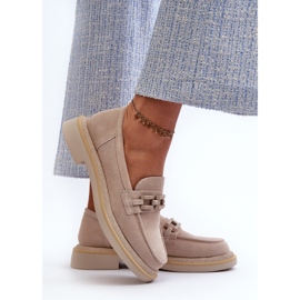 S.Barski Mocasins en daim à thèmes plates avec décoration D&amp;A TW101 J.Beżowe beige 7