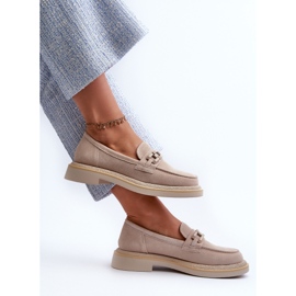 S.Barski Mocasins en daim à thèmes plates avec décoration D&amp;A TW101 J.Beżowe beige 8