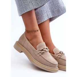 S.Barski Mocasins en daim à thèmes plates avec décoration D&amp;A TW101 J.Beżowe beige 1