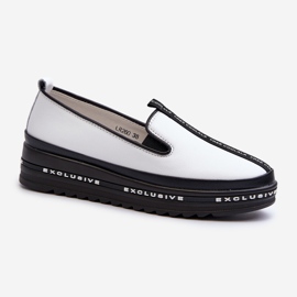 Chaussures en cuir pour femmes sur la plateforme S.Barski LR260, blanches 1