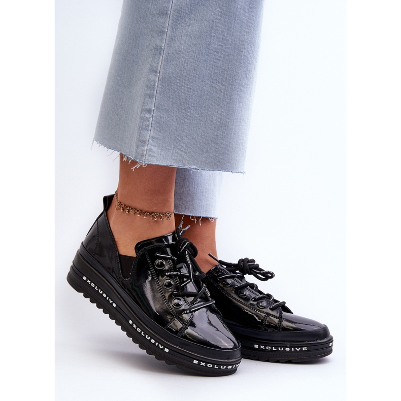 Chaussures à Lacets sur Plateforme Femme Cuir Naturel S.Barski LR620 Noir 2