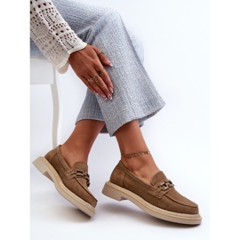 S.Barski Mocassins Pour Femmes En Daim Sur Talon Plat Avec Décoration D&amp;A TW101 Marron brun 6