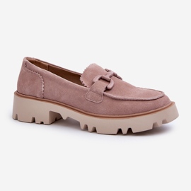 S.Barski Mocassins Femme En Daim Avec Décoration D&amp;A TW117 Rose 1
