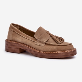 S.Barski Mocassins Femme En Daim Avec Franges D&amp;A TW107 Marron brun 1