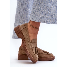 S.Barski Mocassins Femme En Daim Avec Franges D&amp;A TW107 Marron brun 5