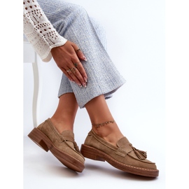 S.Barski Mocassins Femme En Daim Avec Franges D&amp;A TW107 Marron brun 7