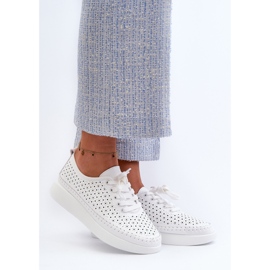 Baskets en cuir sur la plateforme S.Barski LR278 Blanc 2