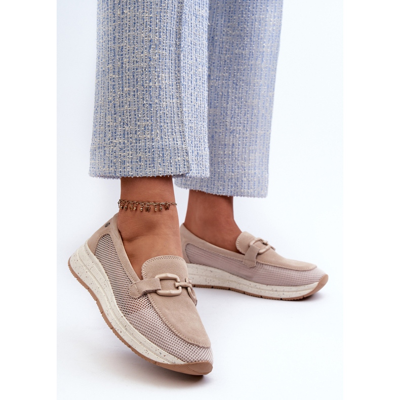 S.Barski Mocassins Femme En Daim D&amp;A TW210 Beige 2