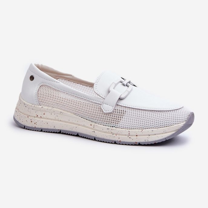 S.Barski Mocassins En Cuir Femme D&amp;A TW210 Blanc blanche 2