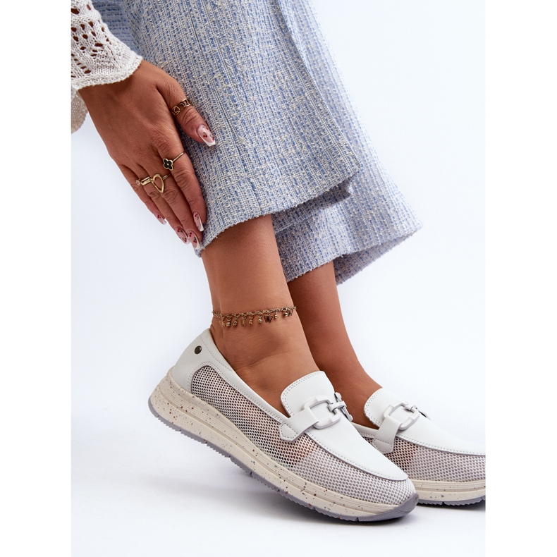 S.Barski Mocassins En Cuir Femme D&amp;A TW210 Blanc blanche 1