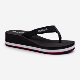 Tongs compensées pour femmes Big Star JJ274A332 Noir le noir 2
