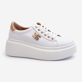 Baskets en cuir pour femmes sur la plateforme, blanches Pernalia 1