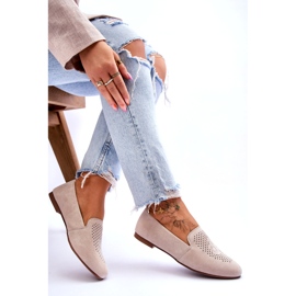 S.Barski Beige ouverte en daim des femmes 4