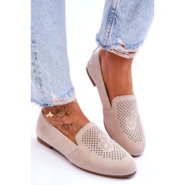 S.Barski Beige ouverte en daim des femmes 3