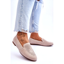 S.Barski Beige ouverte en daim des femmes 1