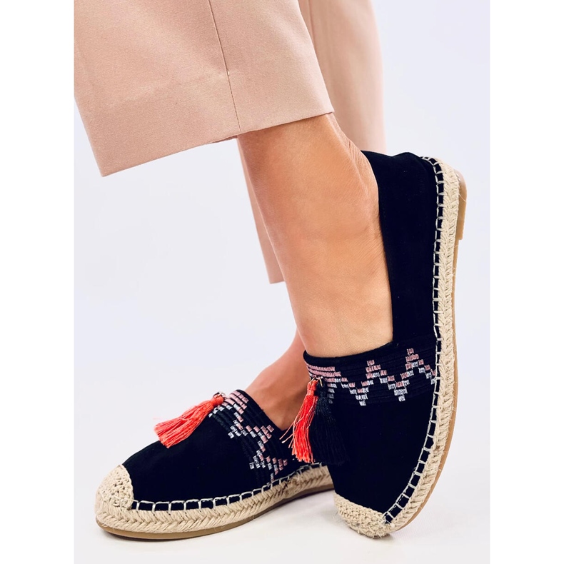 Espadrilles Boho à franges Birna Black le noir 1