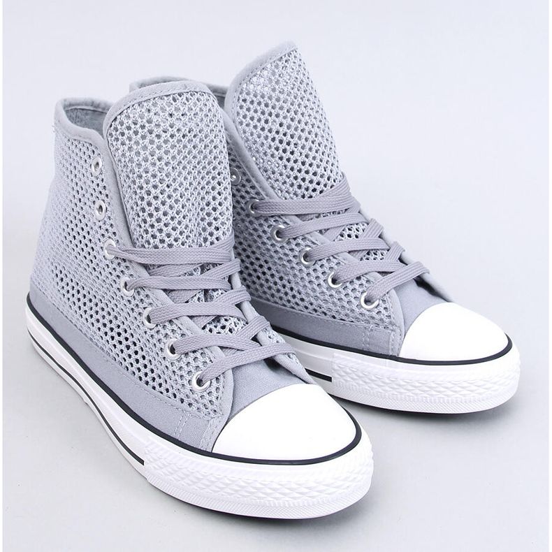 Baskets montantes ajourées Mousse Grey gris 1