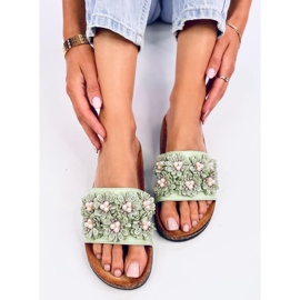 Emiles Chaussons en liège vert à fleurs 4