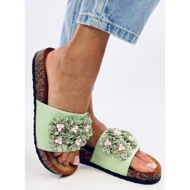 Emiles Chaussons en liège vert à fleurs 3