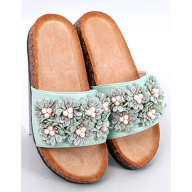 Emiles Chaussons en liège vert à fleurs 1