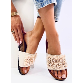 Emiles Chaussons en liège beige à fleurs 4