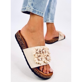 Emiles Chaussons en liège beige à fleurs 3