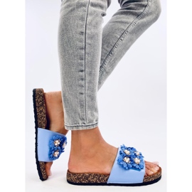 Emiles Chaussons en liège bleu à fleurs 2