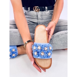 Emiles Chaussons en liège bleu à fleurs 4