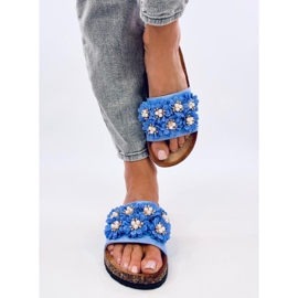 Emiles Chaussons en liège bleu à fleurs 5