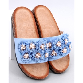 Emiles Chaussons en liège bleu à fleurs 1
