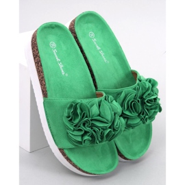 Rizzo Pantoufles à fleurs vertes 1