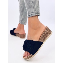 Minass Mules compensées noires à fleurs le noir 4