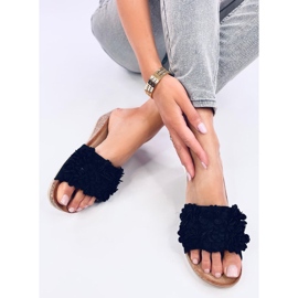 Minass Mules compensées noires à fleurs le noir 5