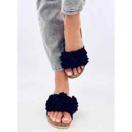Minass Mules compensées noires à fleurs le noir 2