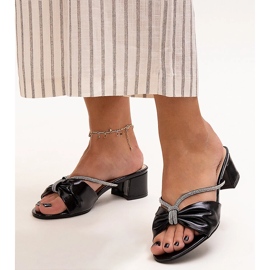 Mules à talons hauts ornées de zircons Anbrani le noir 1