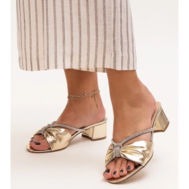 Mules à talons hauts ornées de zircons Anbrani doré 1