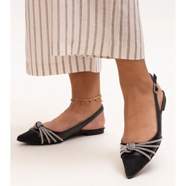 Ballerines à bout pointu et strass Sellar le noir 1