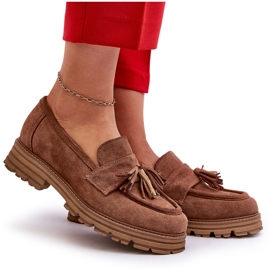 Zazoo 3469 Mocassins en daim avec franges pour femme, marron brun 9