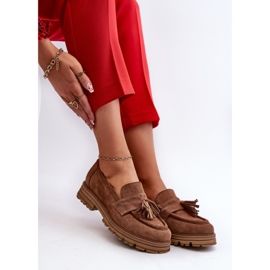 Zazoo 3469 Mocassins en daim avec franges pour femme, marron brun 8